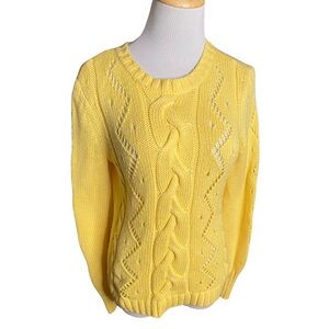 Talbots yellow cable knit sweater size s